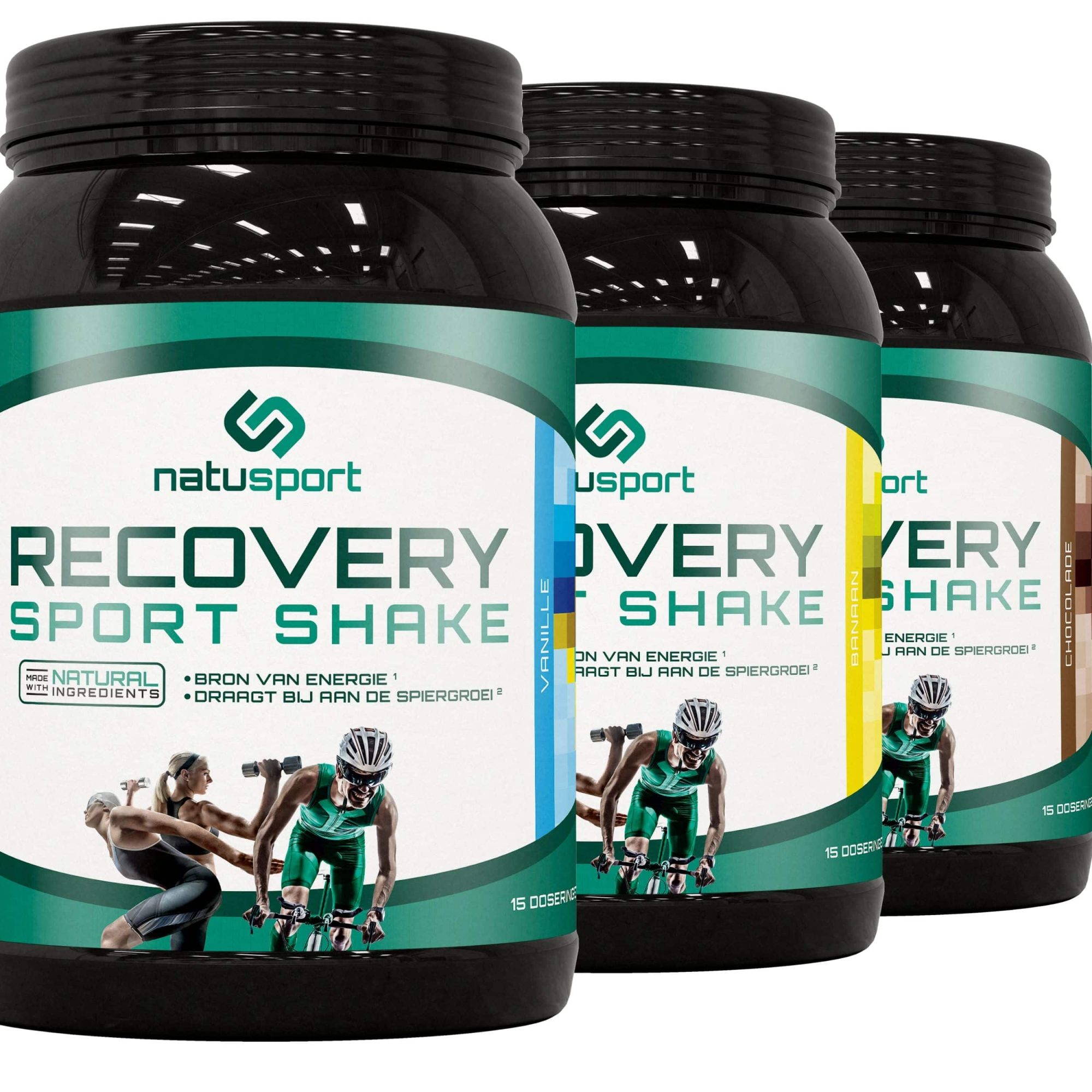 Natusport Recovery shake vanille banaan en chocolade smaak