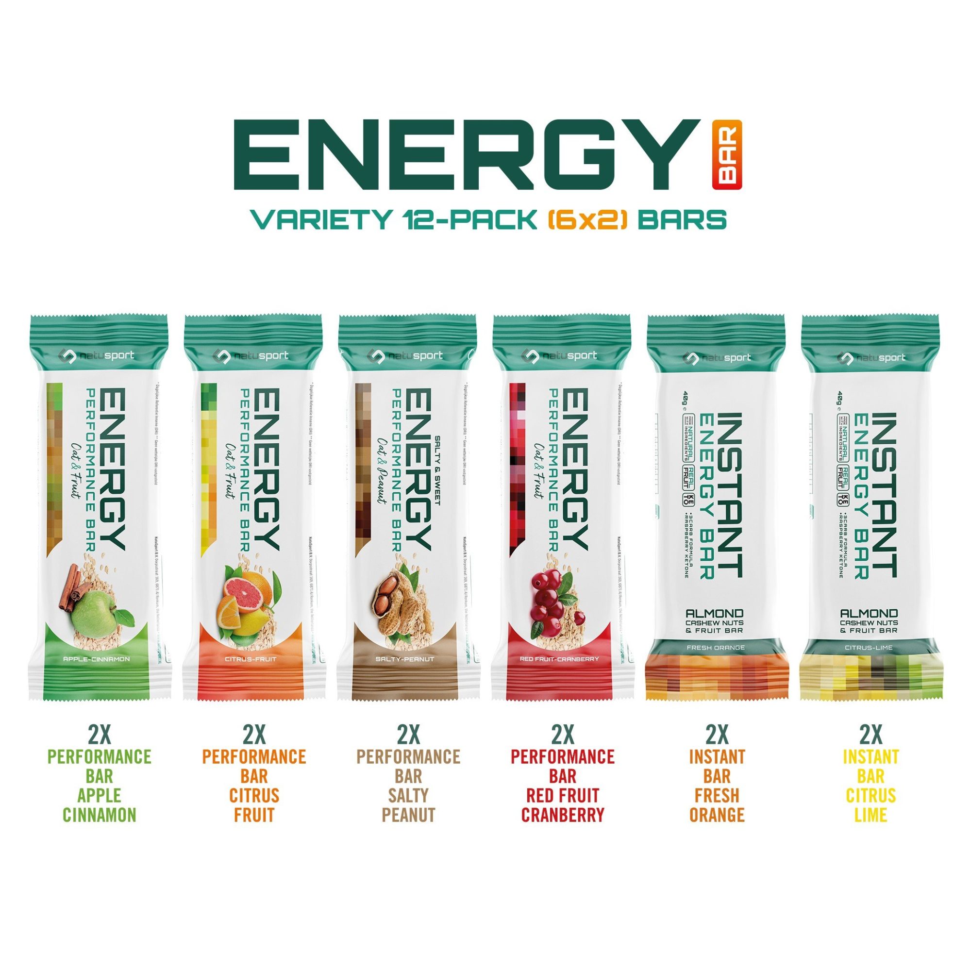 Variety Pack Energy Performance Bars – 12 stuks - Afbeelding 2